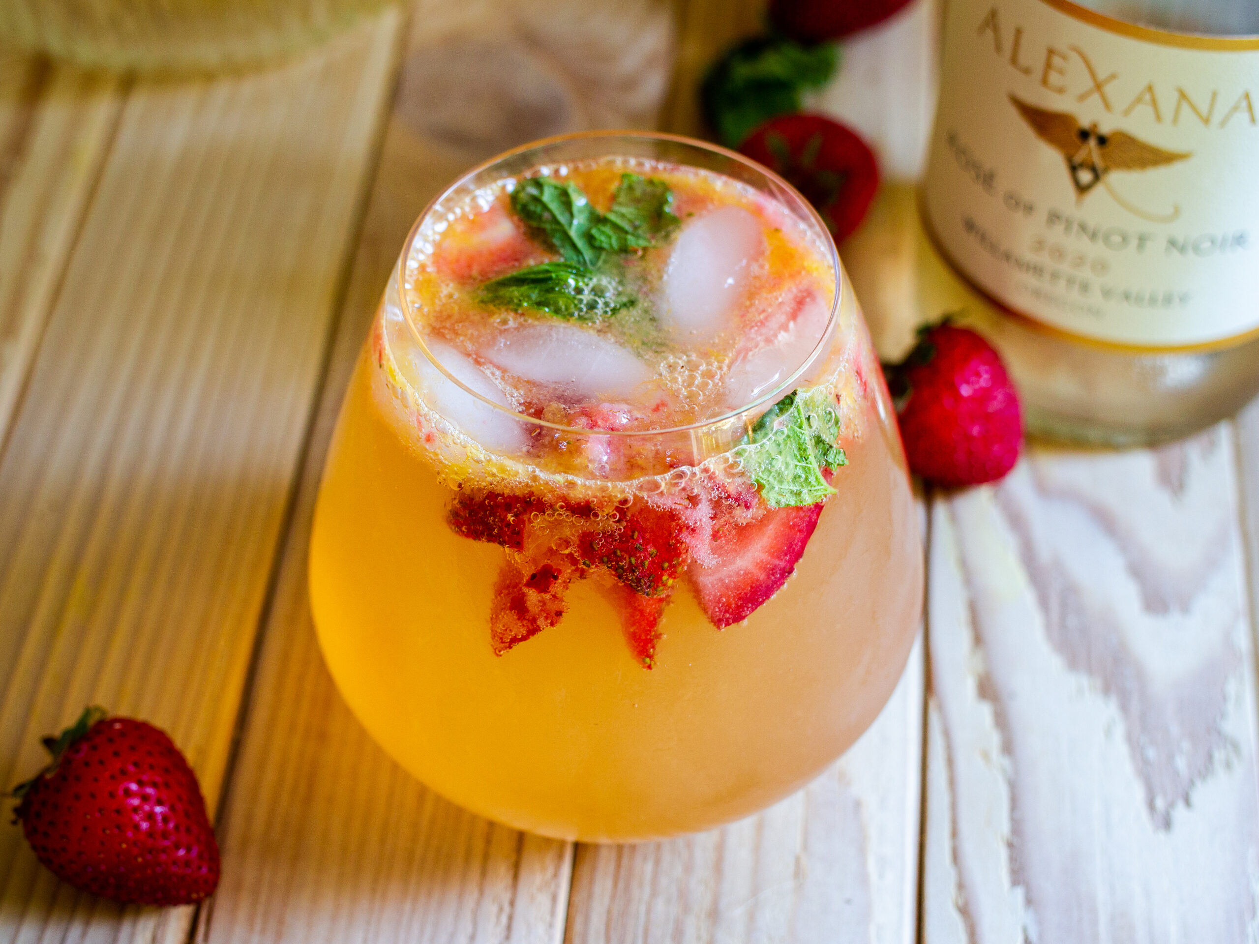 Cocktail in a clear glass.