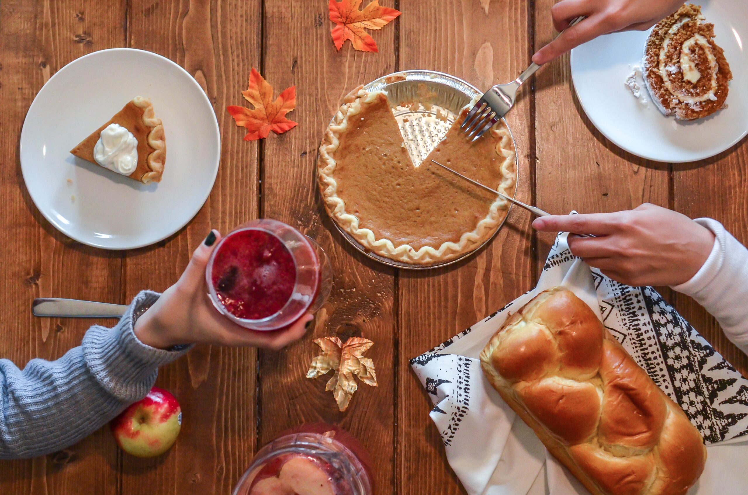 Pumpkin pie and wine.