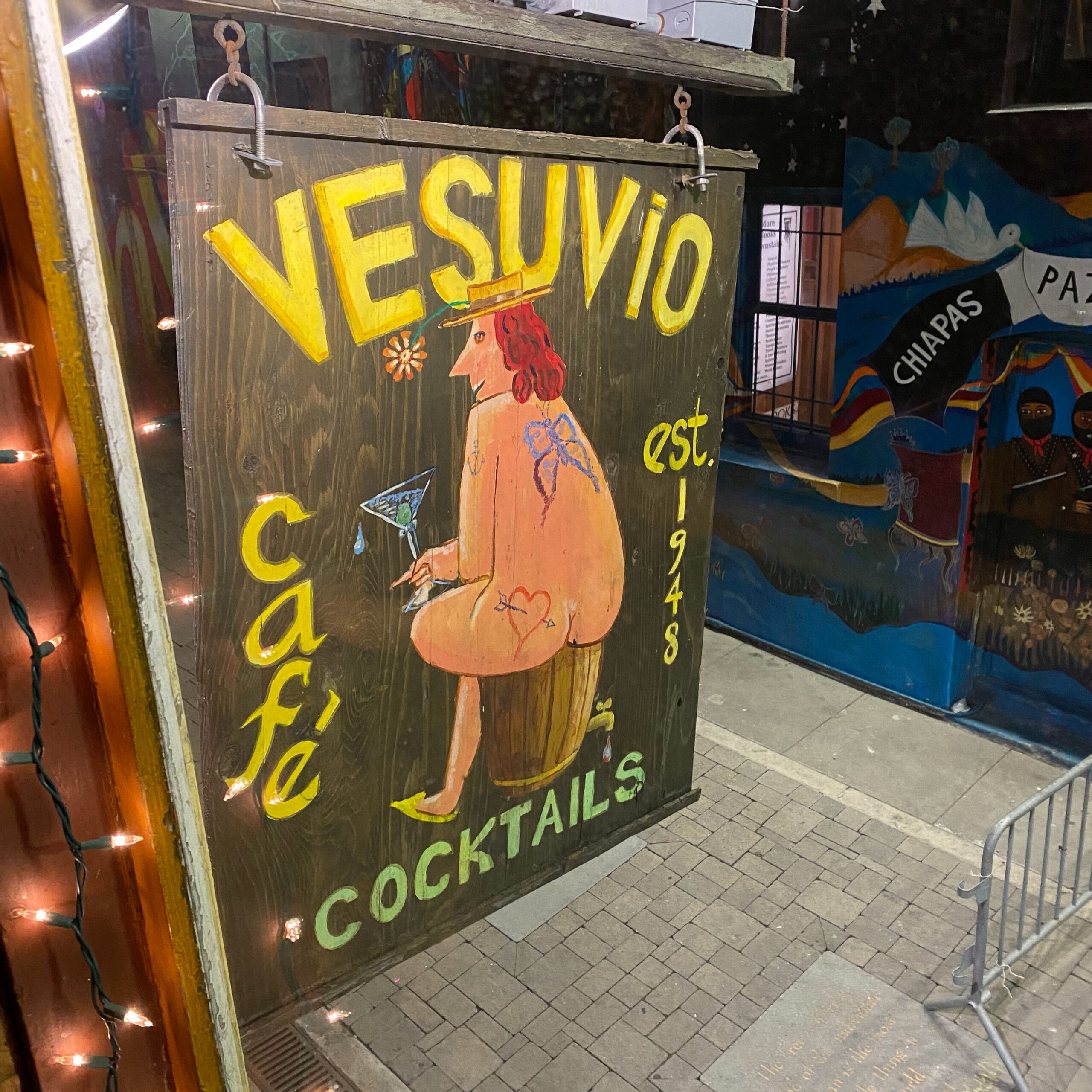 The Vesuvio Cafe sign.